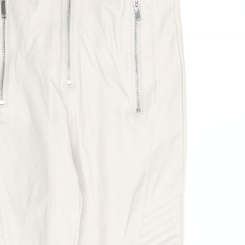 Topshop Womens Beige Polyurethane Trousers Size 10 L24 in Regular Zip