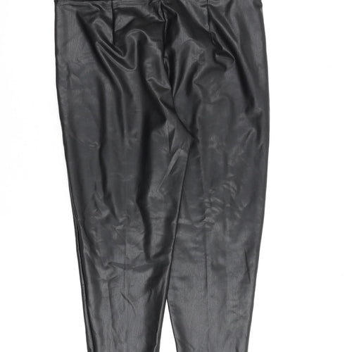 Marks and Spencer Womens Black Polyurethane Trousers Size 12 L28 in Regular