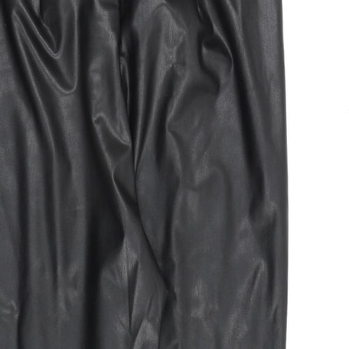 Marks and Spencer Womens Black Polyurethane Trousers Size 12 L28 in Regular