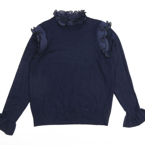 River Island Womens Blue Round Neck Viscose Pullover Jumper Size 16