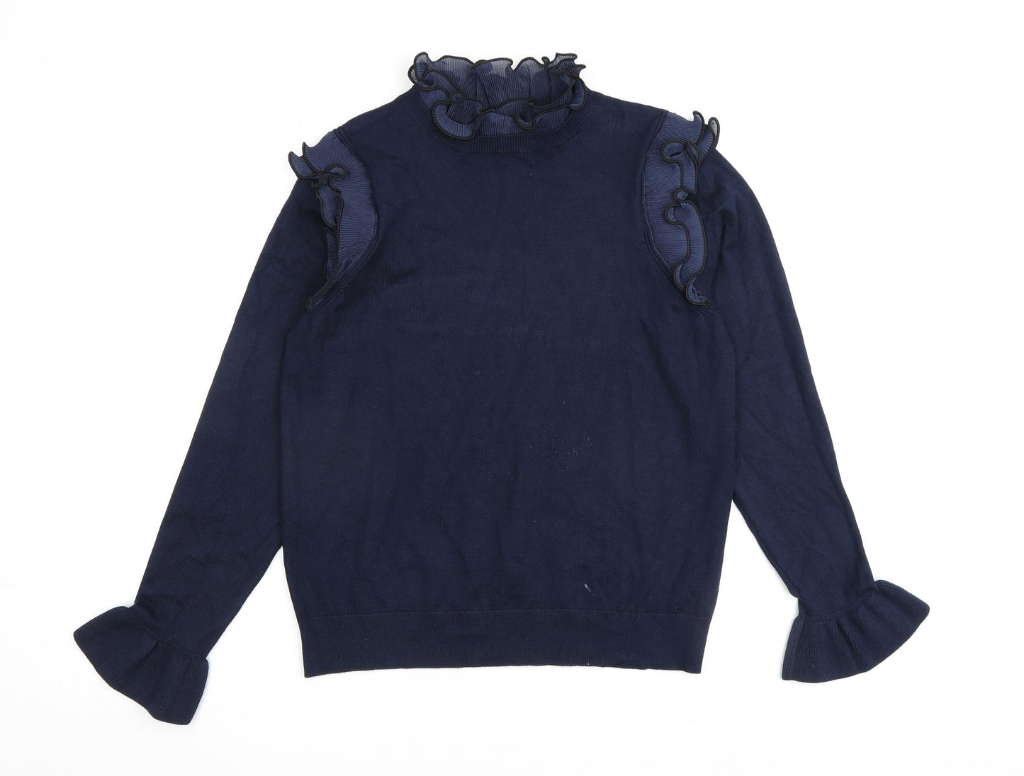 River Island Womens Blue Round Neck Viscose Pullover Jumper Size 16