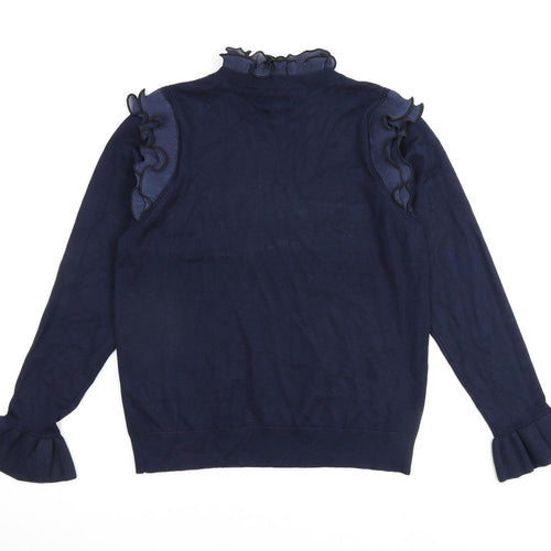 River Island Womens Blue Round Neck Viscose Pullover Jumper Size 16