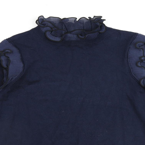 River Island Womens Blue Round Neck Viscose Pullover Jumper Size 16