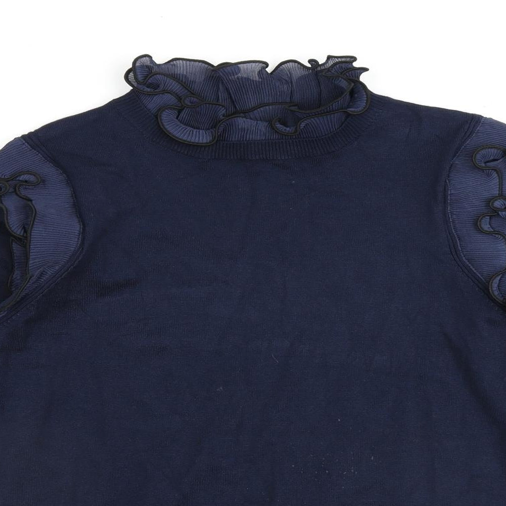 River Island Womens Blue Round Neck Viscose Pullover Jumper Size 16