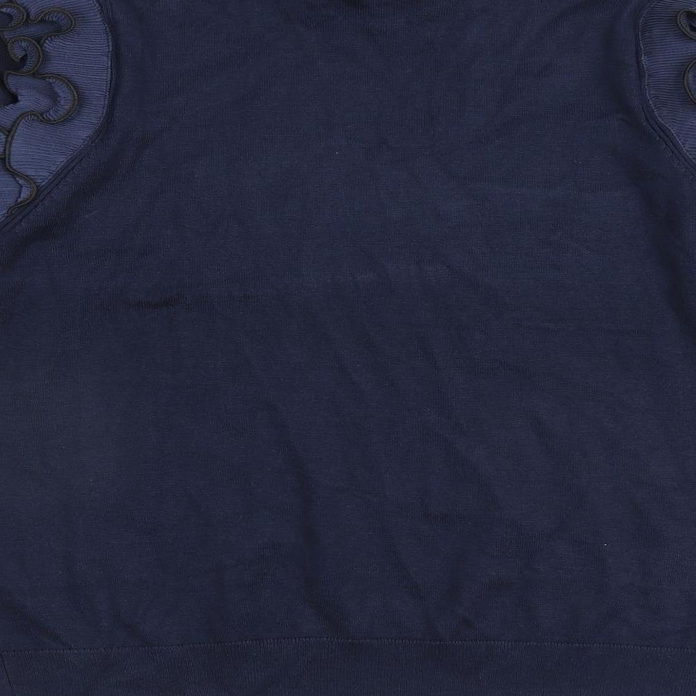 River Island Womens Blue Round Neck Viscose Pullover Jumper Size 16