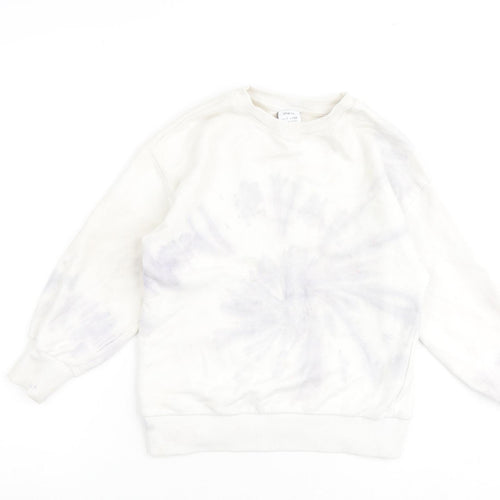 Zara Girls White 100% Cotton Pullover Sweatshirt Size 7 Years Pullover