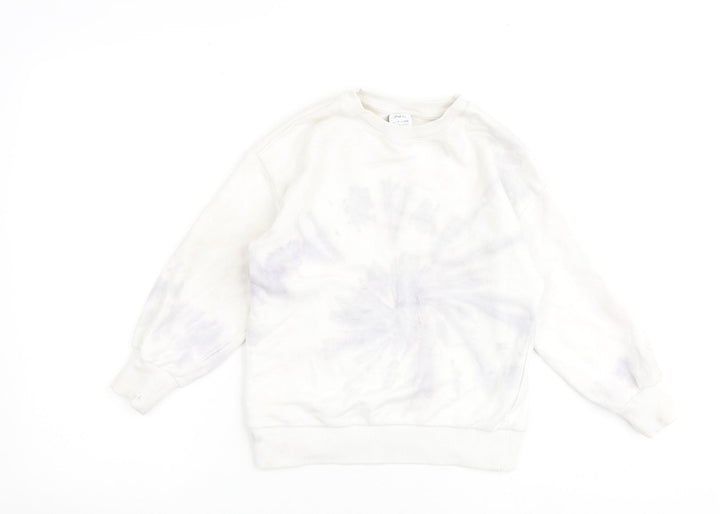 Zara Girls White 100% Cotton Pullover Sweatshirt Size 7 Years Pullover