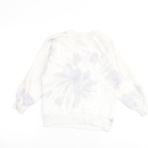 Zara Girls White 100% Cotton Pullover Sweatshirt Size 7 Years Pullover
