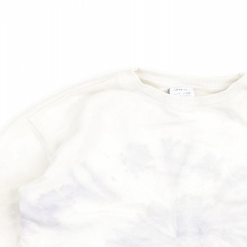 Zara Girls White 100% Cotton Pullover Sweatshirt Size 7 Years Pullover