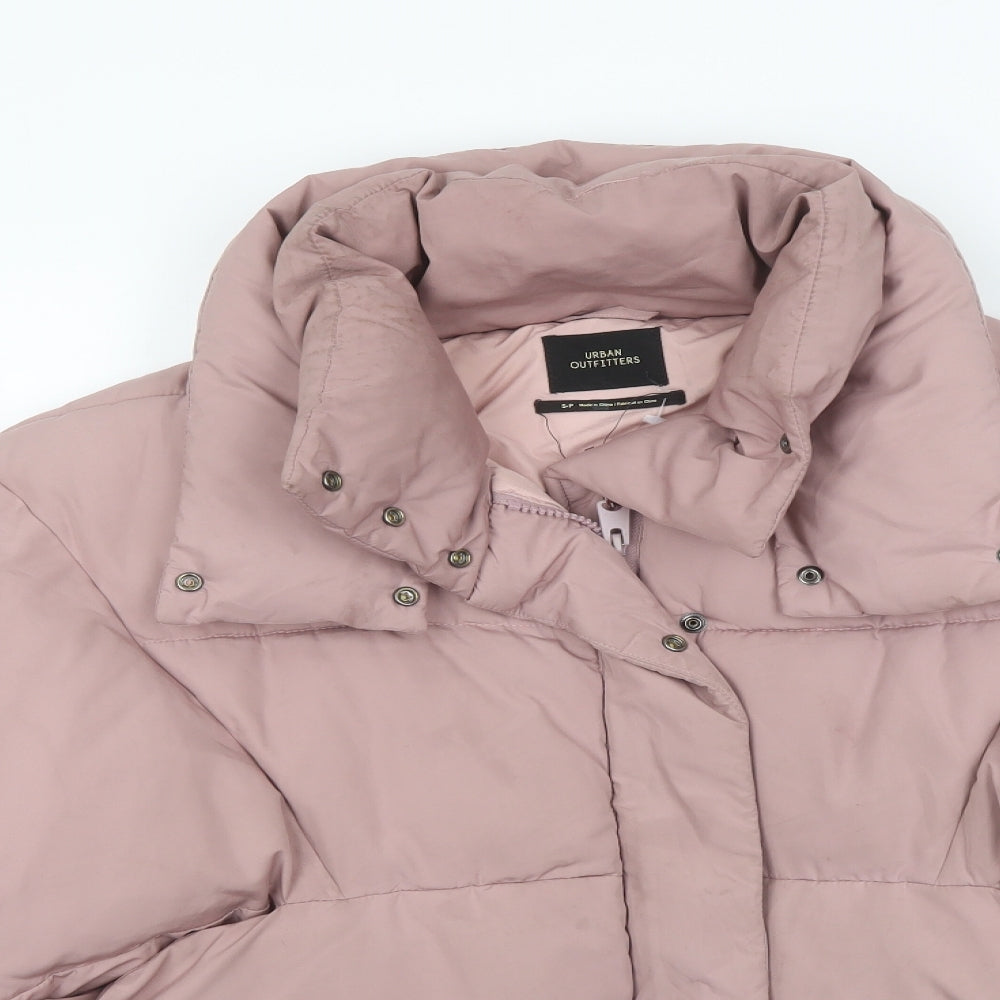 Urban Outfitters Womens Pink Puffer Jacket Coat Size S Zip