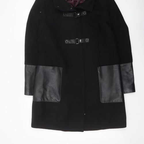 Marks and Spencer Womens Black Overcoat Coat Size 12 Zip