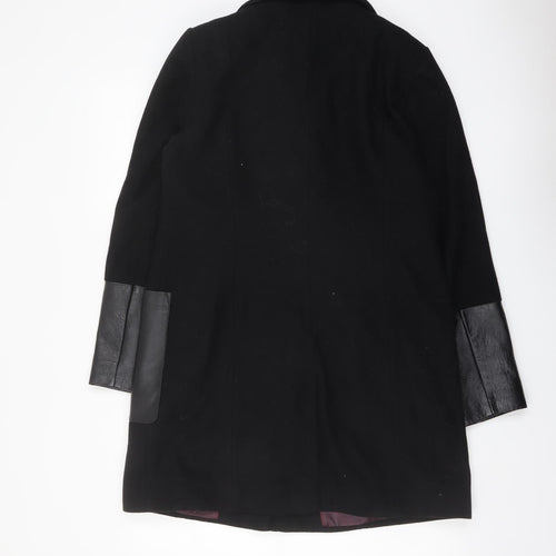 Marks and Spencer Womens Black Overcoat Coat Size 12 Zip