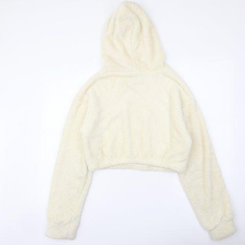 PRETTYLITTLETHING Womens Ivory Polyester Pullover Hoodie Size M Pullover