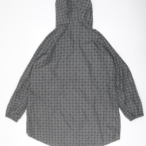 Marks and Spencer Womens Black Geometric Rain Coat Coat Size L Zip