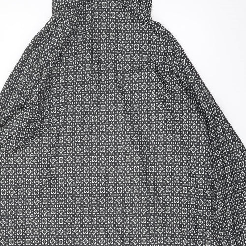 Marks and Spencer Womens Black Geometric Rain Coat Coat Size L Zip