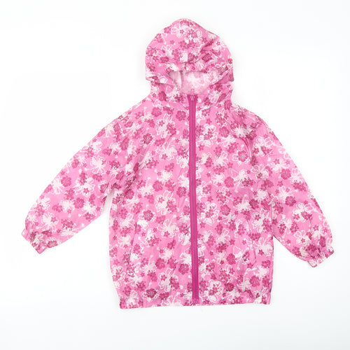 Avenue Girls Pink Floral Rain Coat Coat Size 5-6 Years Zip