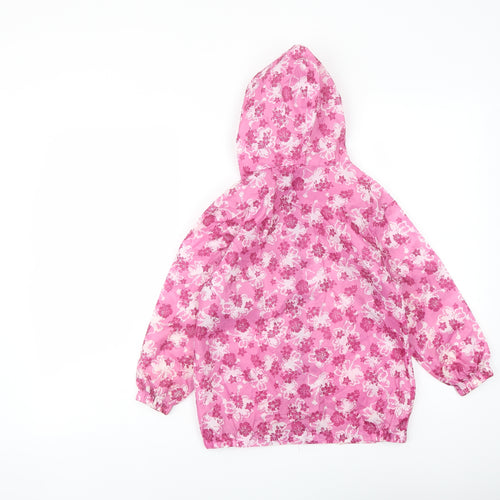 Avenue Girls Pink Floral Rain Coat Coat Size 5-6 Years Zip