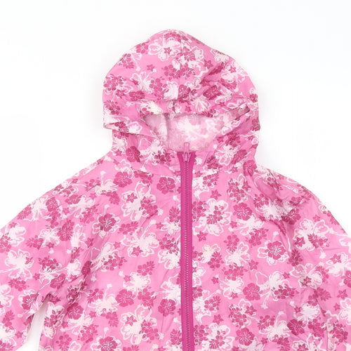 Avenue Girls Pink Floral Rain Coat Coat Size 5-6 Years Zip