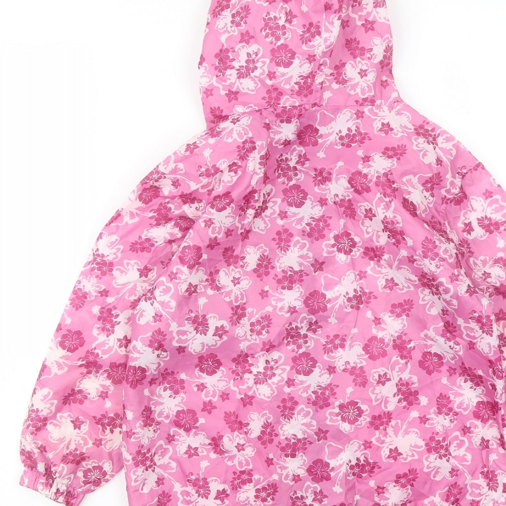 Avenue Girls Pink Floral Rain Coat Coat Size 5-6 Years Zip