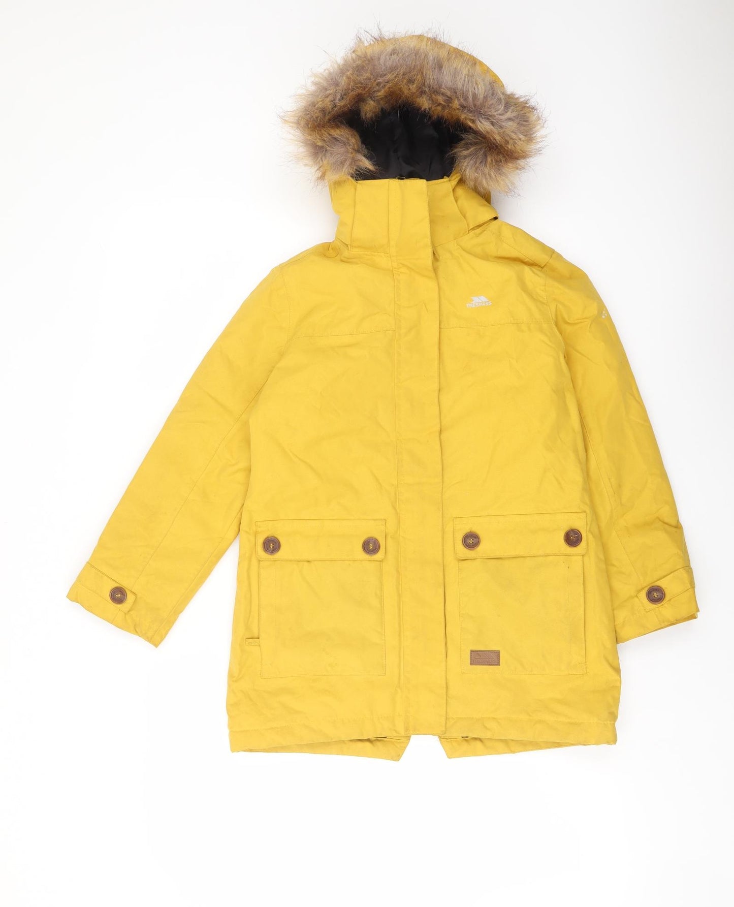 Trespass Boys Yellow Rain Coat Coat Size 7-8 Years Zip