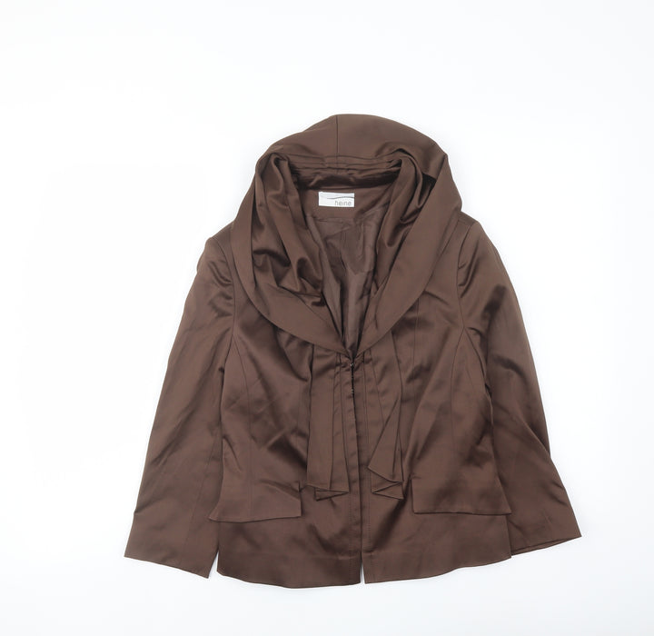 HEINE Womens Brown Jacket Blazer Size 10 Hook & Eye
