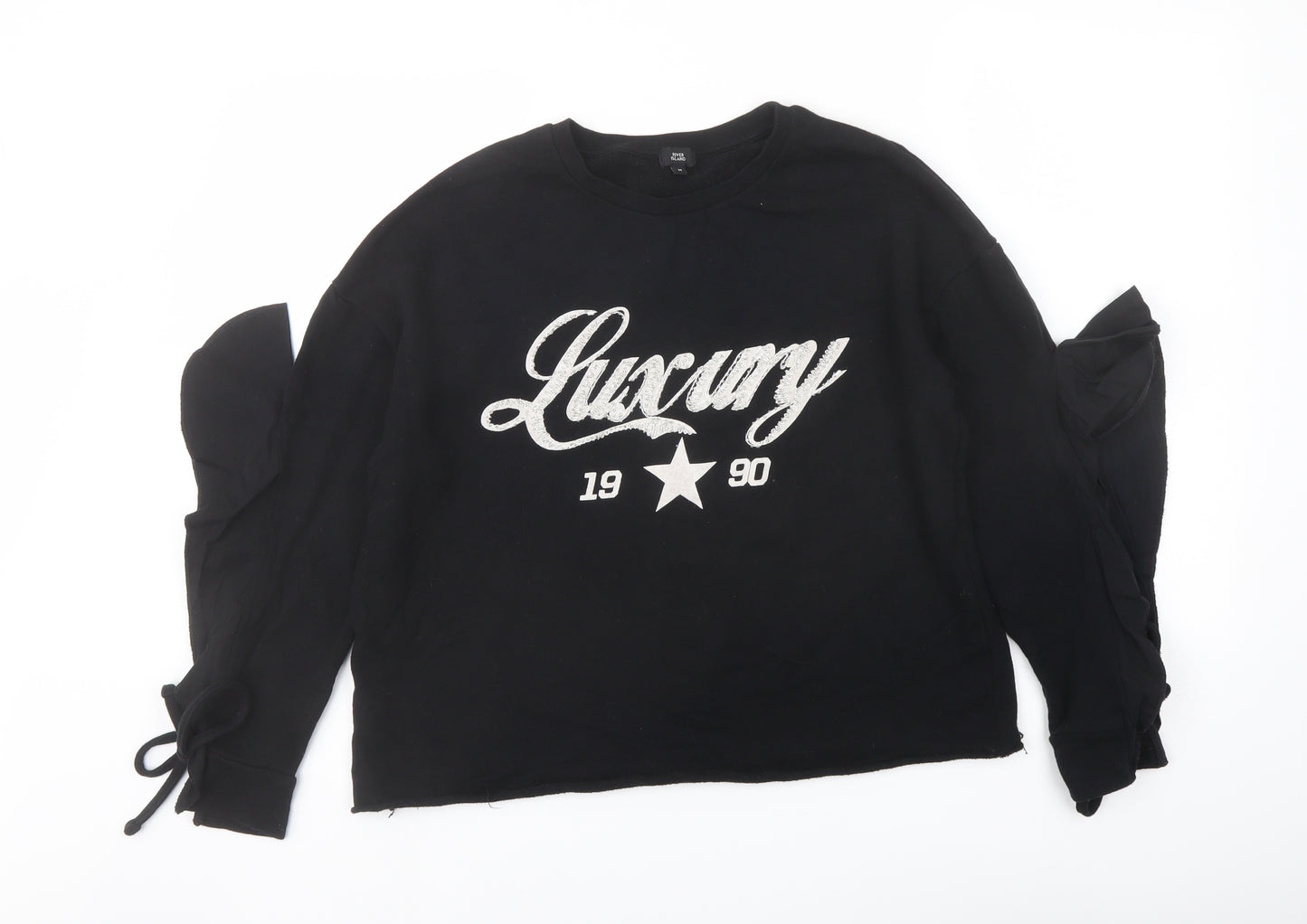River Island Womens Black Cotton Pullover Sweatshirt Size M Pullover