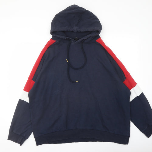 H&M Mens Blue Cotton Pullover Hoodie Size L