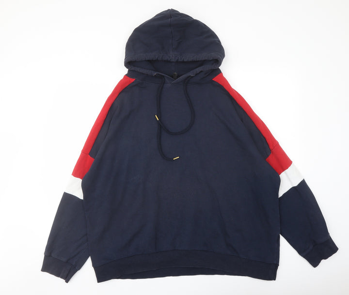 H&M Mens Blue Cotton Pullover Hoodie Size L
