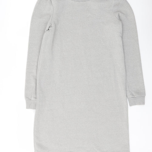 VILA Womens Grey Polyester T-Shirt Dress Size XS Crew Neck Pullover