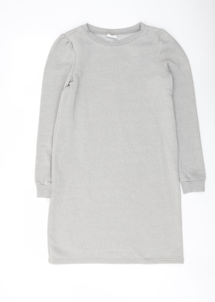 VILA Womens Grey Polyester T-Shirt Dress Size XS Crew Neck Pullover