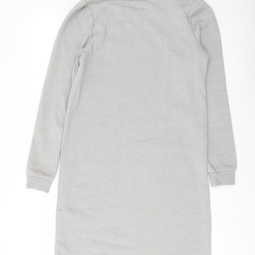 VILA Womens Grey Polyester T-Shirt Dress Size XS Crew Neck Pullover