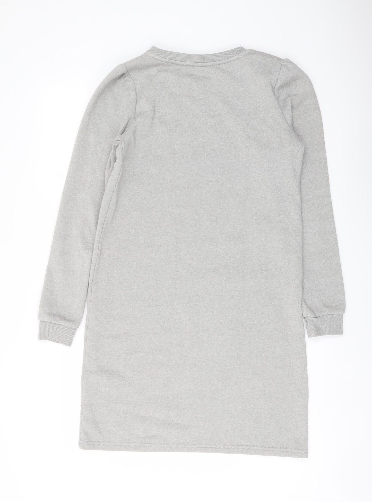 VILA Womens Grey Polyester T-Shirt Dress Size XS Crew Neck Pullover