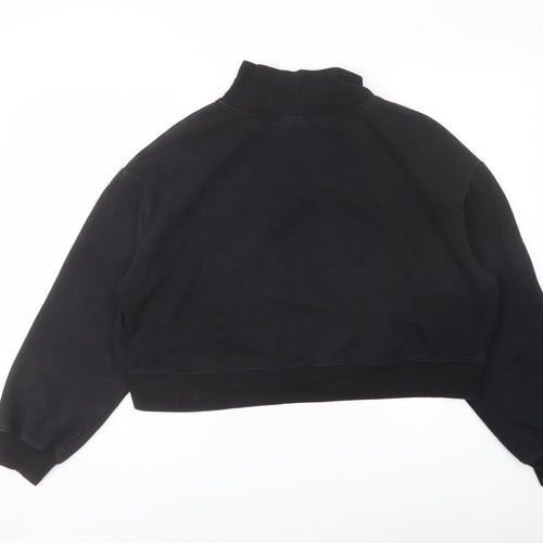 H&M Womens Black Cotton Pullover Sweatshirt Size L Zip