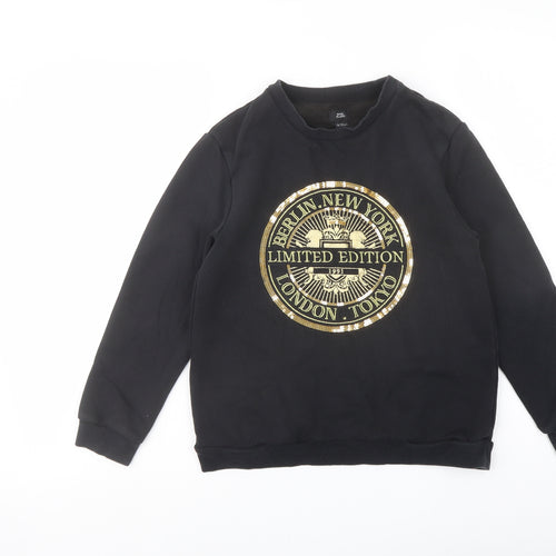 River Island Girls Black Cotton Pullover Sweatshirt Size 9-10 Years Pullover