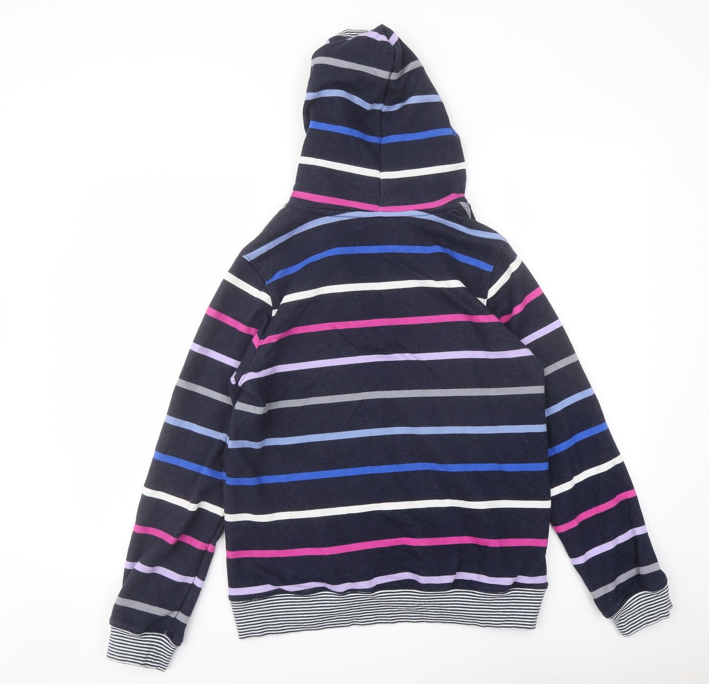 Lands' End Womens Multicoloured Striped Cotton Pullover Hoodie Size S Button