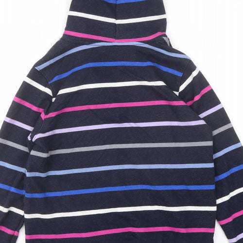 Lands' End Womens Multicoloured Striped Cotton Pullover Hoodie Size S Button