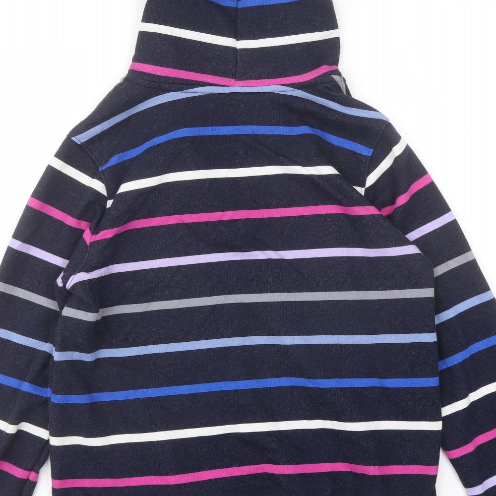 Lands' End Womens Multicoloured Striped Cotton Pullover Hoodie Size S Button