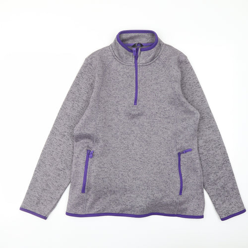 Crane Womens Grey Polyester Pullover Sweatshirt Size 12 Zip
