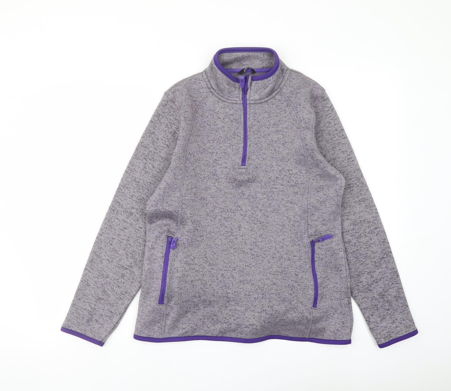 Crane Womens Grey Polyester Pullover Sweatshirt Size 12 Zip