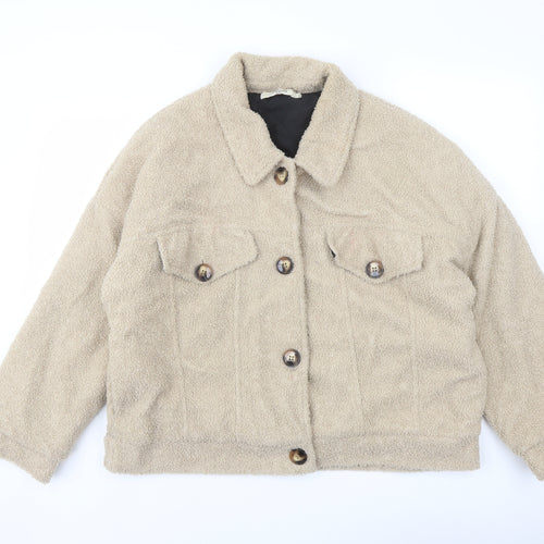 Daphnea Womens Beige Jacket Size L Button