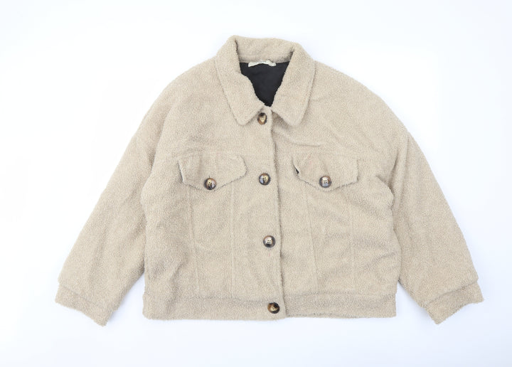 Daphnea Womens Beige Jacket Size L Button