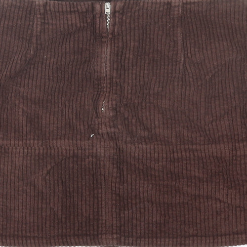 ASOS Womens Brown Cotton A-Line Skirt Size 12 Zip