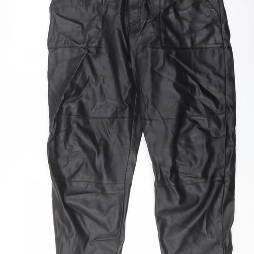 Monki Womens Black Polyester Trousers Size 14 L25 in Regular Button