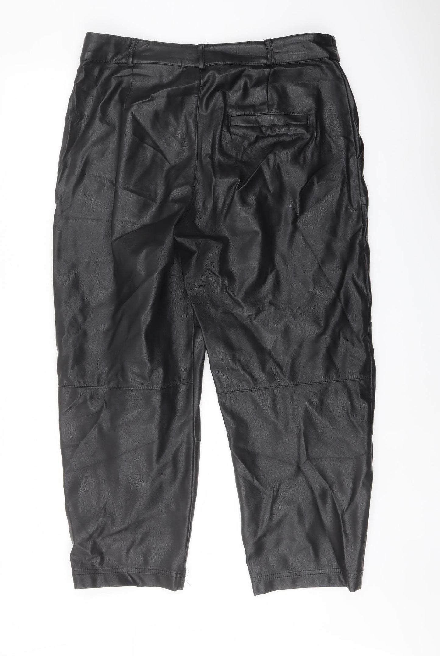 Monki Womens Black Polyester Trousers Size 14 L25 in Regular Button