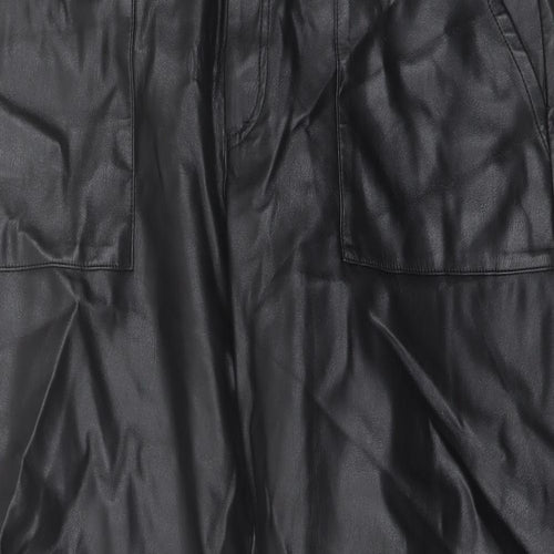Monki Womens Black Polyester Trousers Size 14 L25 in Regular Button