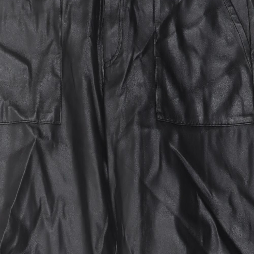 Monki Womens Black Polyester Trousers Size 14 L25 in Regular Button
