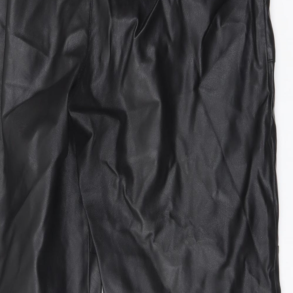 Monki Womens Black Polyester Trousers Size 14 L25 in Regular Button