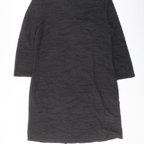 Phase Eight Womens Grey Acrylic Jumper Dress Size 14 Round Neck Pullover