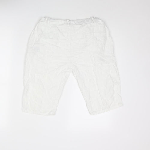 Piaza Italia Womens White Linen Bermuda Shorts Size 26 in L12 in Regular Pull On