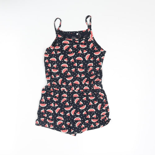 name it Girls Blue Geometric Cotton Playsuit One-Piece Size 7 Years Pullover - Watermelon Print